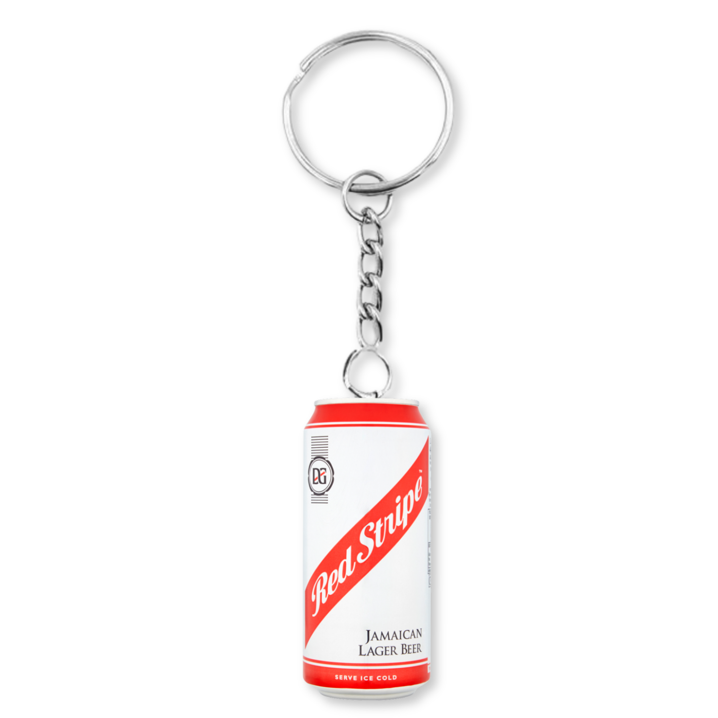 Red Stripe Can Keyring
