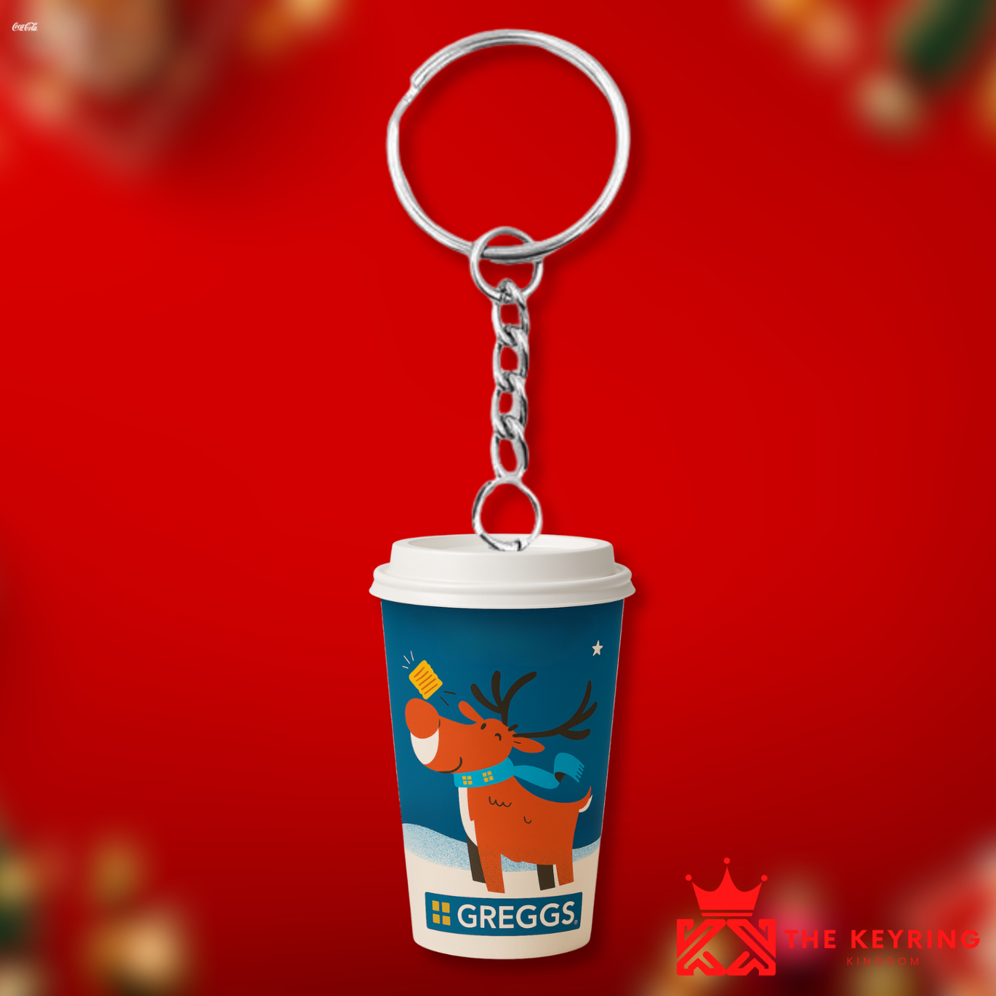 Greggs Christmas Reindeer Takeaway Coffee Keyring