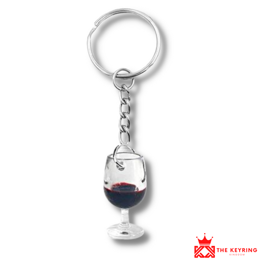Red Wine Glass Keyring