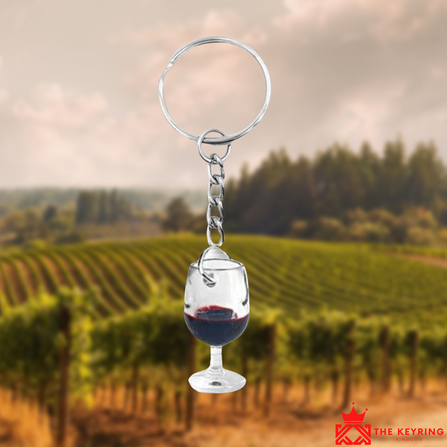 Red Wine Glass Keyring