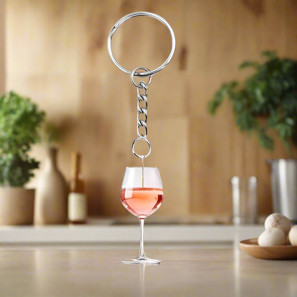 Rose Wine Glass Keyring