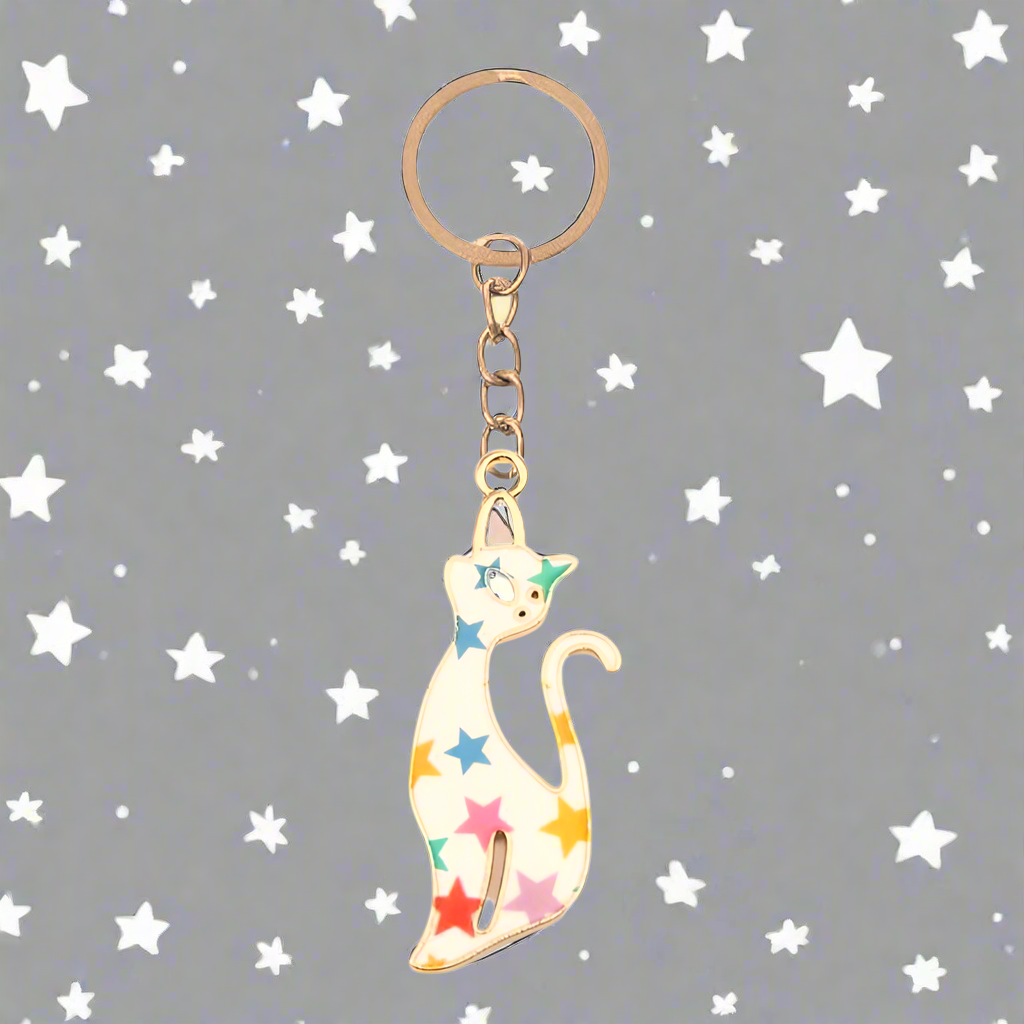 White Cat Keyring