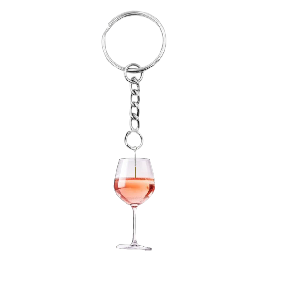 Rose Wine Glass Keyring