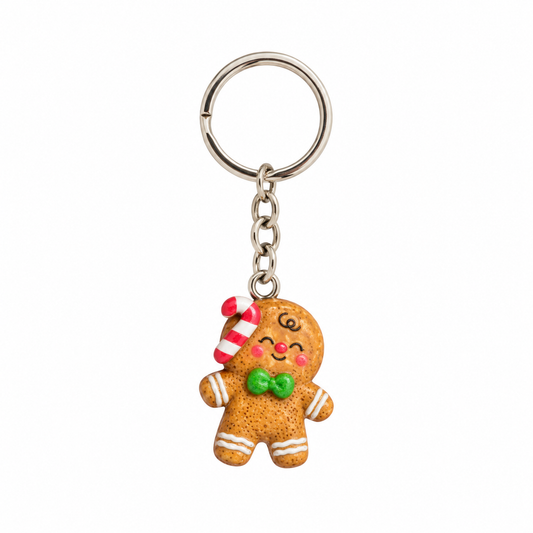 Candy Cane Gingerbread Keyring