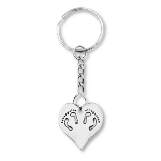 Footprints on my Heart Keyring