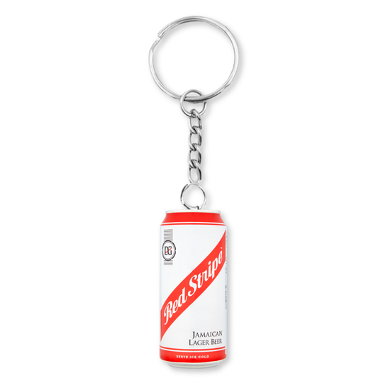 Red Stripe Can Keyring