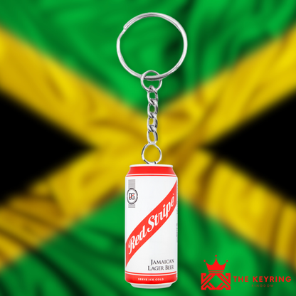 Red Stripe Can Keyring