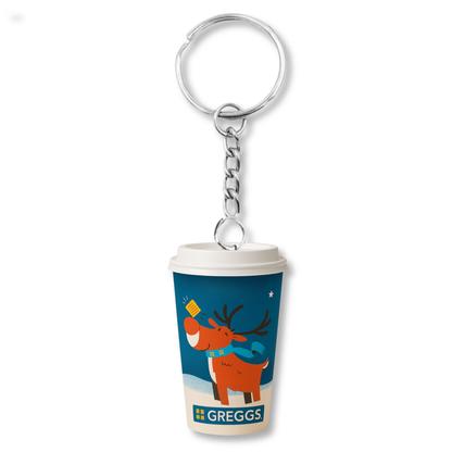 Greggs Christmas Reindeer Takeaway Coffee Keyring
