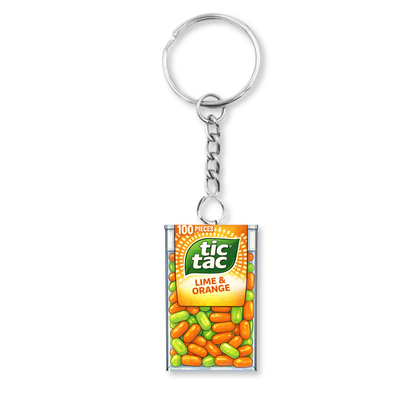 Tic Tac Lime & Orange Keyring
