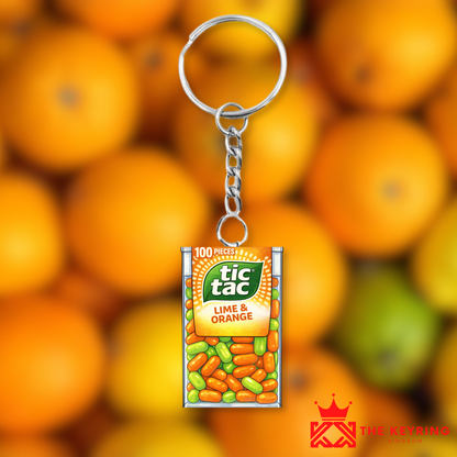 Tic Tac Lime & Orange Keyring