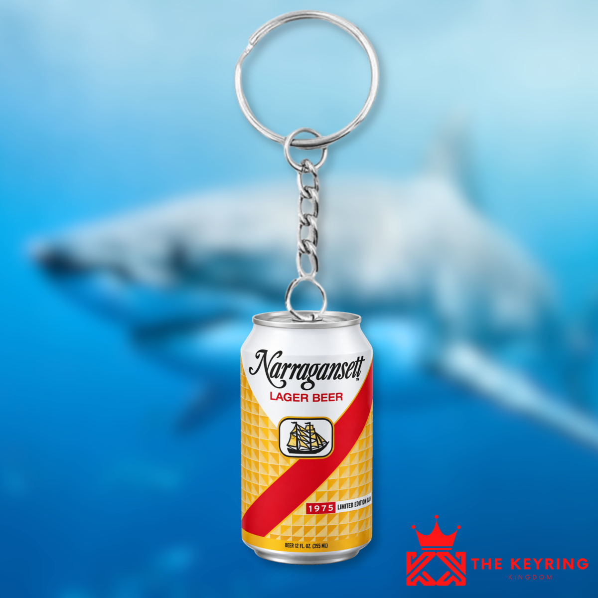 Jaws Narragansett Beer Can Keyring