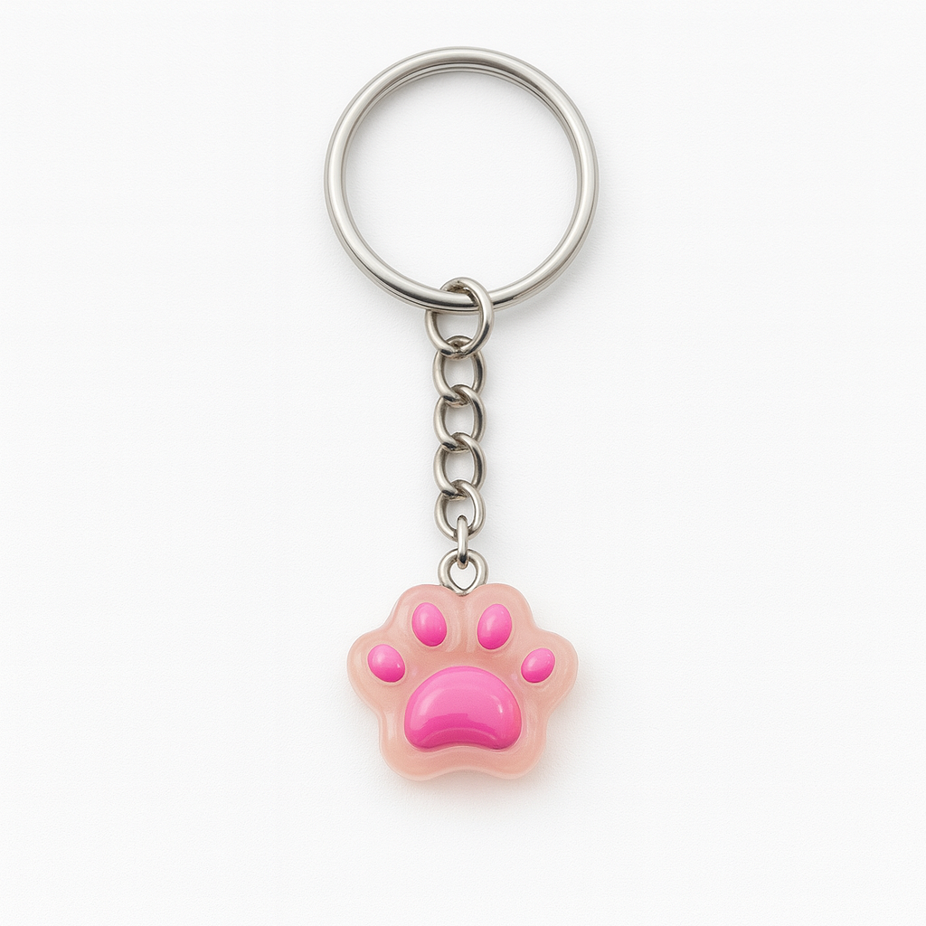 Pink Paw Print Keyring