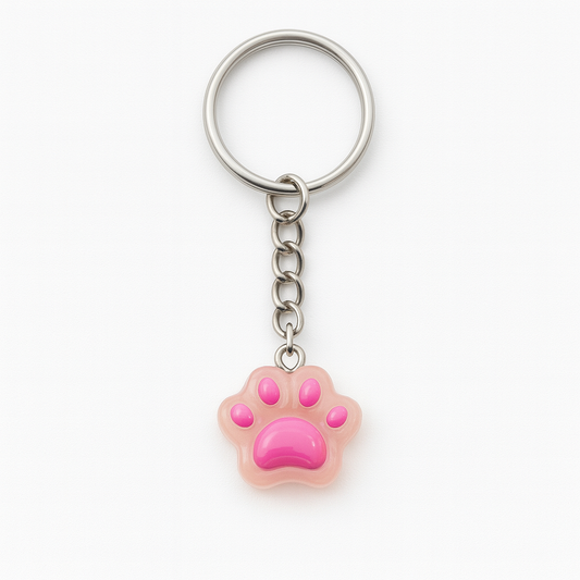 Pink Paw Print Keyring