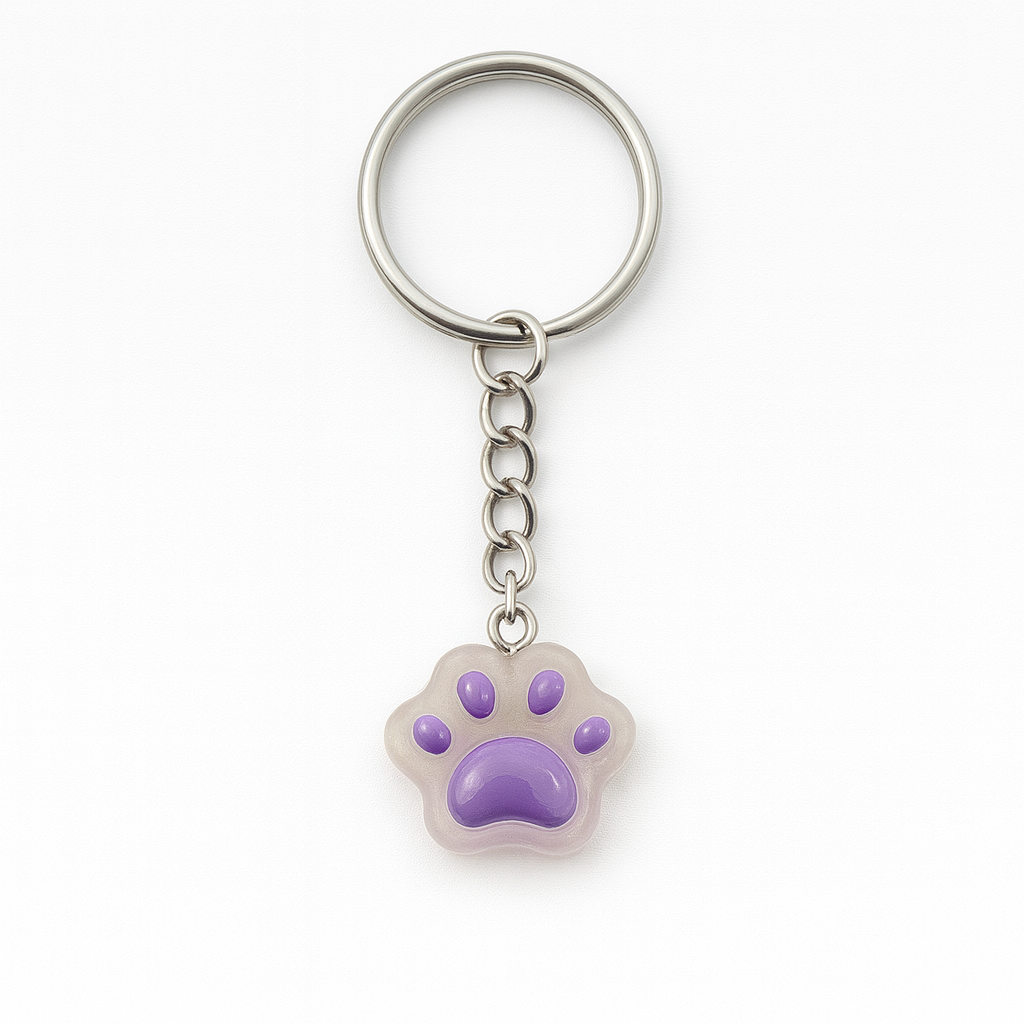 Purple Paw Print Keyring
