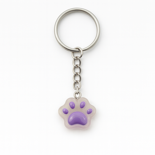 Purple Paw Print Keyring