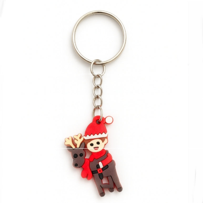Elf and Reindeer Keyring