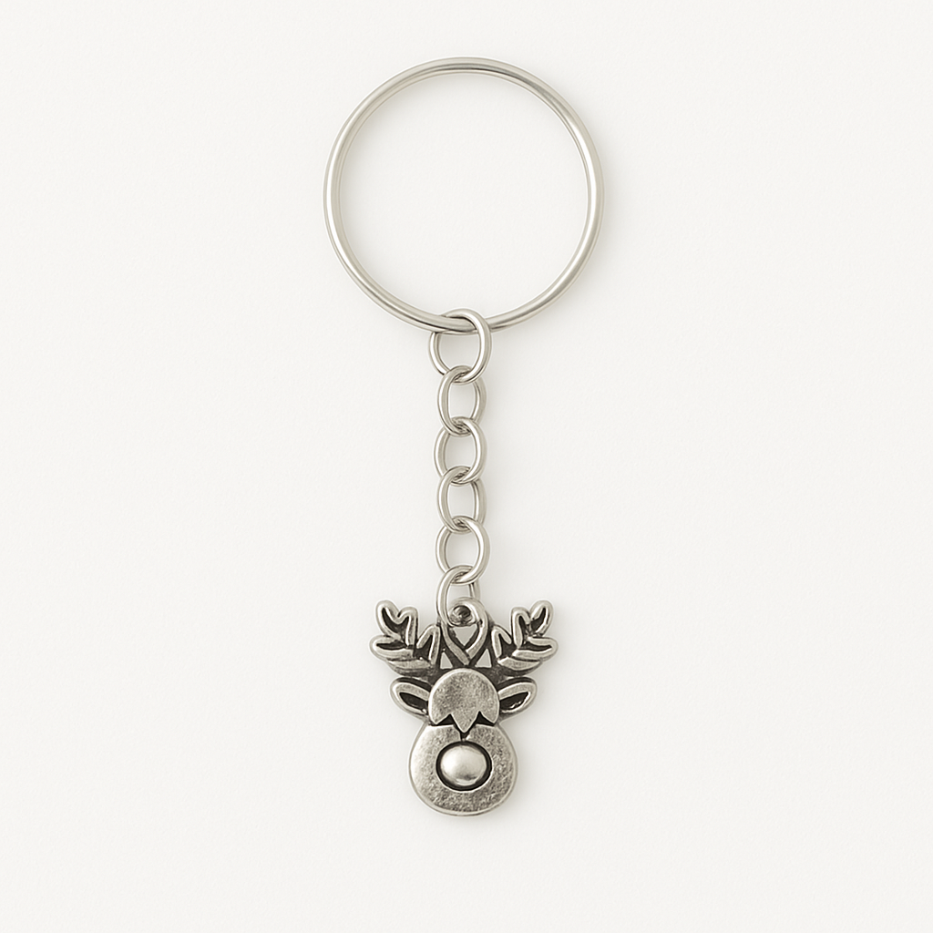 Christmas Reindeer Face Keyring
