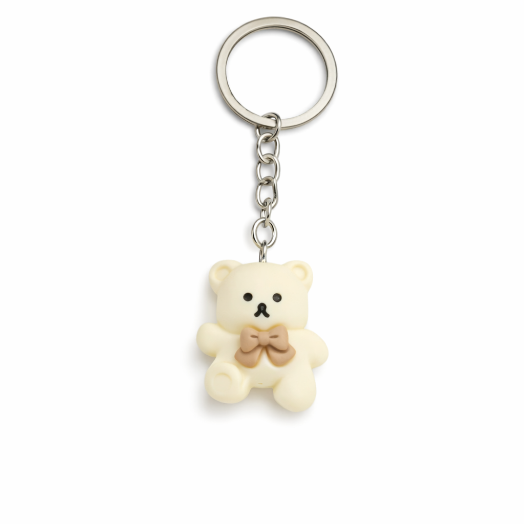 Teddy Bear Cream Keyring