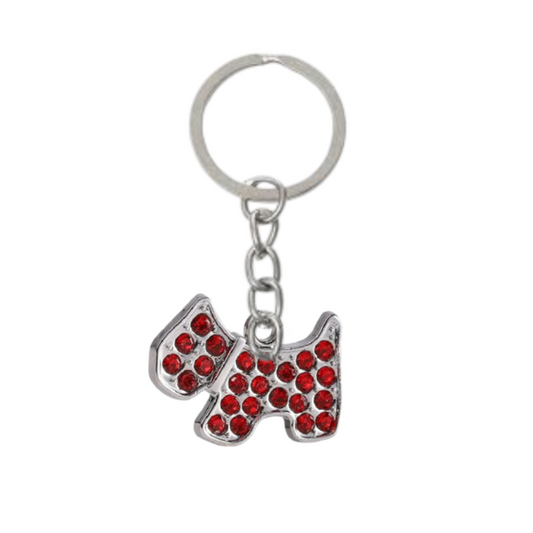 Red Crystal Scottie Dog Keyring