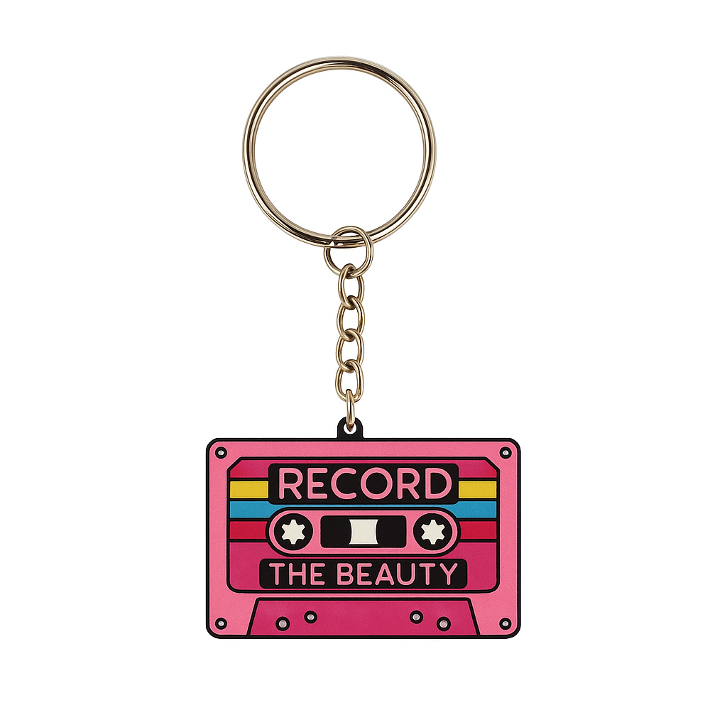 Retro Pink Tape Keyring