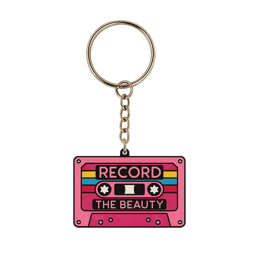 Retro Pink Tape Keyring