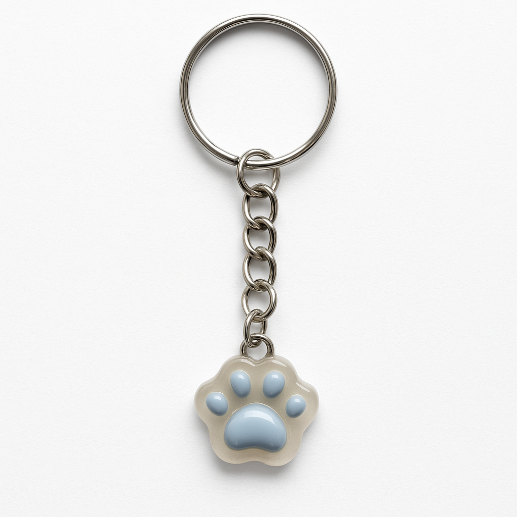 Blue Paw Print Keyring