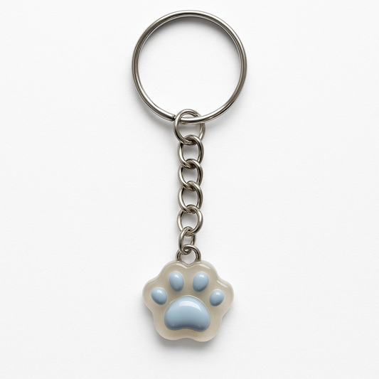 Blue Paw Print Keyring