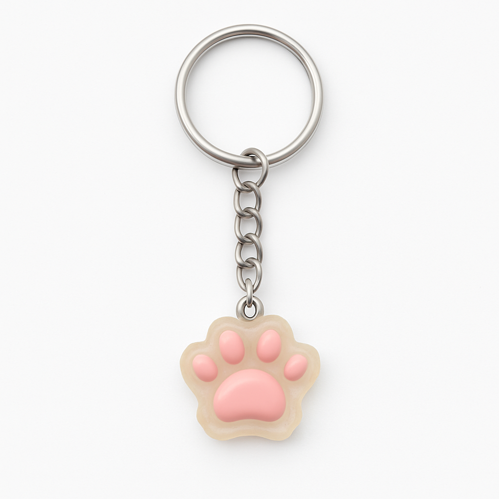 Light Pink Paw Print Keyring