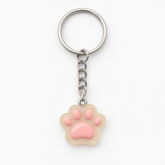 Light Pink Paw Print Keyring