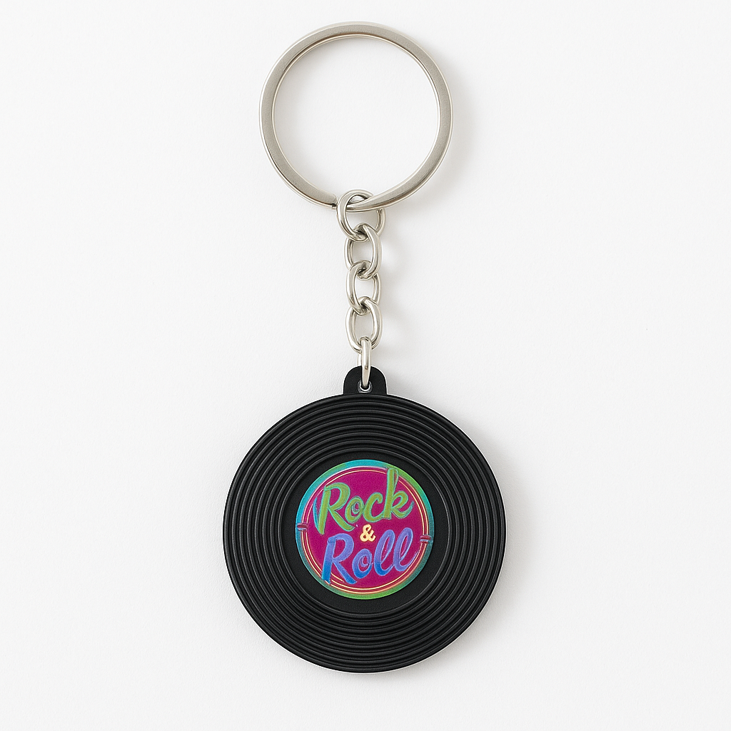 Retro Rock and Roll Vinyl Keyring