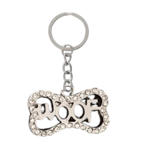 Crystal 'Woof' Bone Keyring