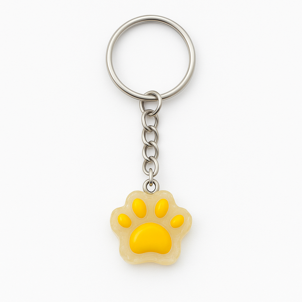 Yellow Paw Print Keyring