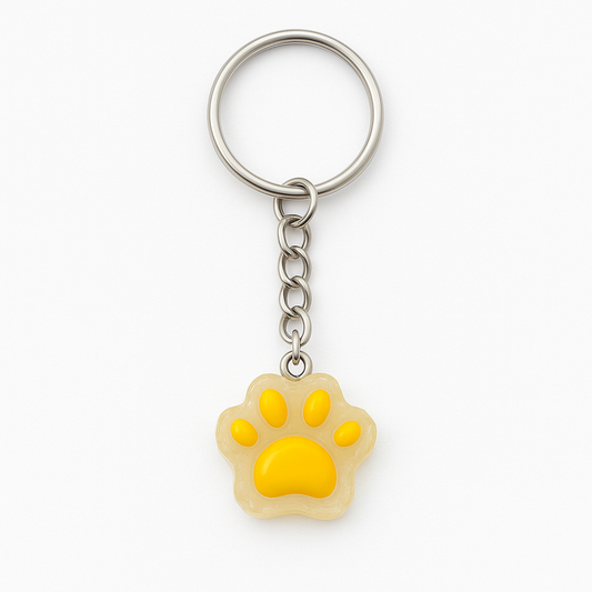 Yellow Paw Print Keyring